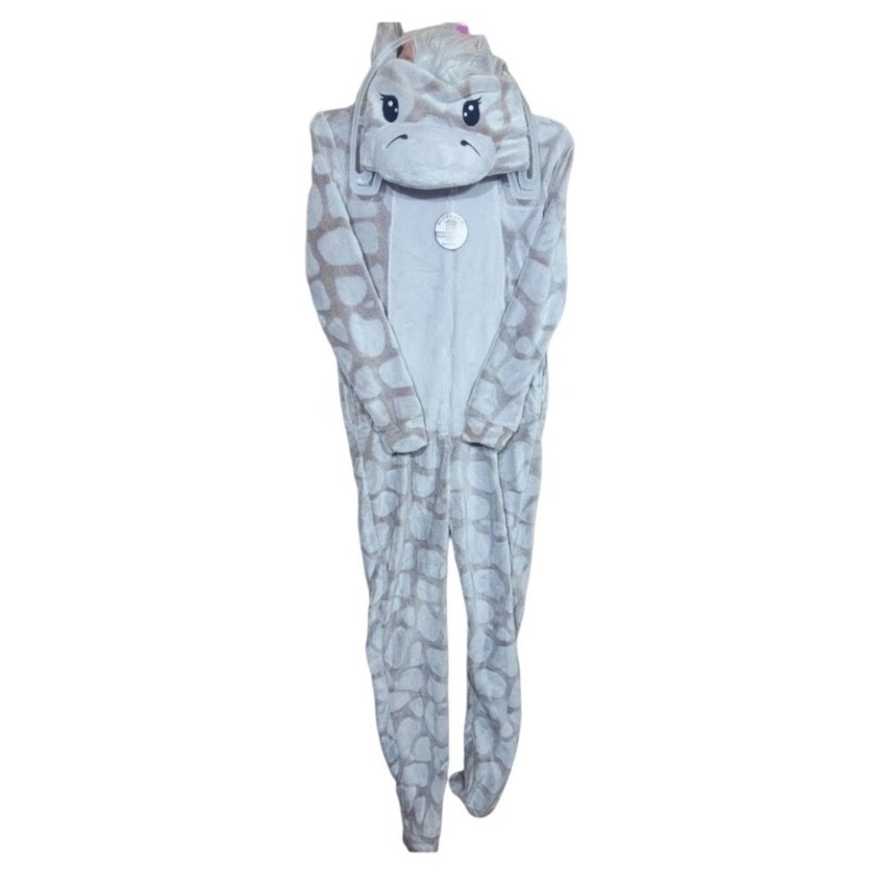 Giraffe Print XS Hooded Fleece‎ Onesie Pajamas With Pockets Secret Treasures
